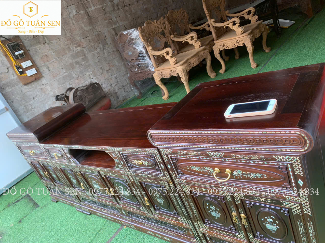 Kệ tủ ti vi khảm ốc